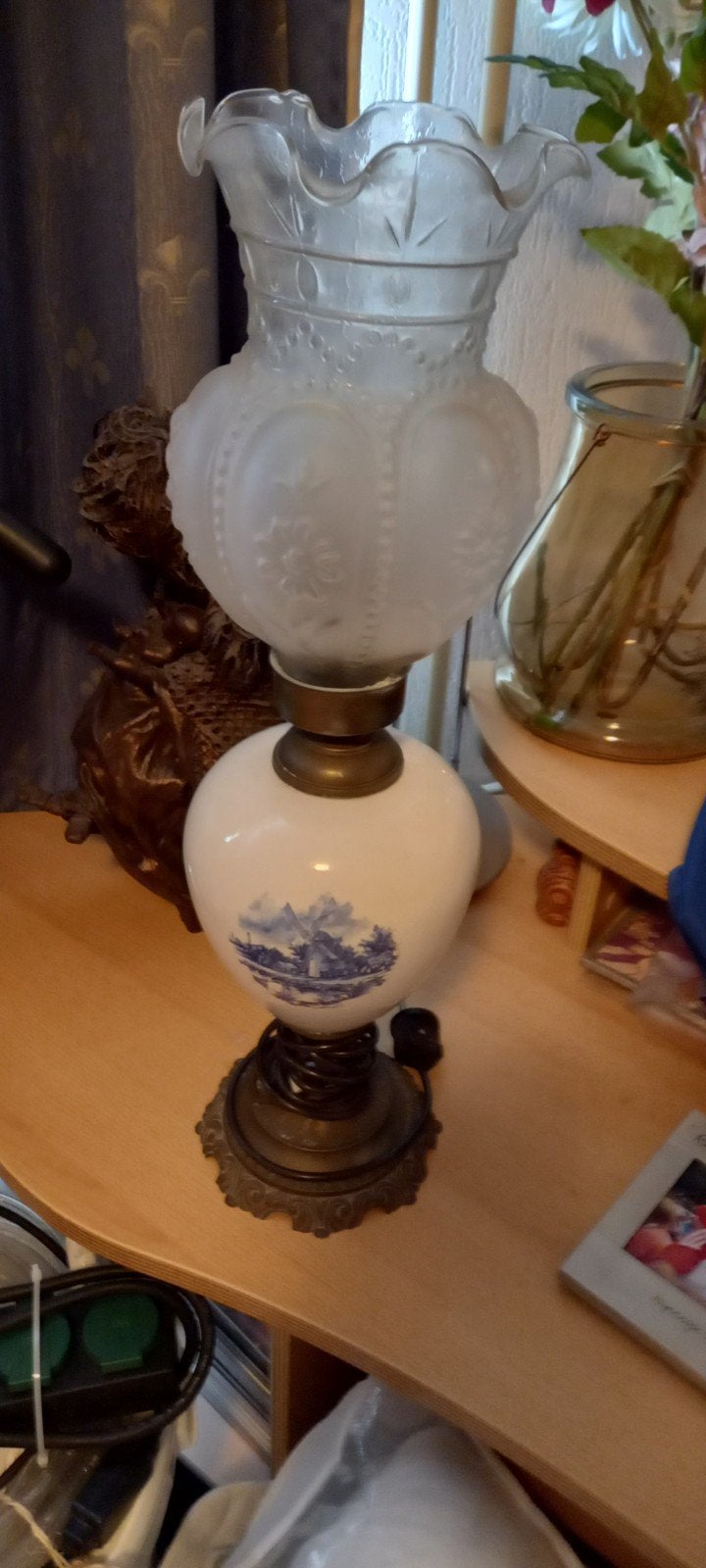 Te koop lamp delfs blauw, Antiek en Kunst, Ophalen