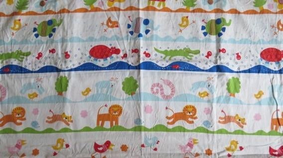 Vintage lap stof wit met dieren Ikea design Eva Lundgreen, Wit, Ophalen of Verzenden, Zo goed als nieuw, 30 tot 120 cm