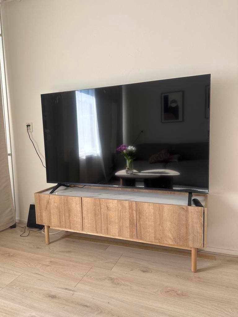 Tv meubel met marmerlook blad, Huis en Inrichting, Kasten | Televisiemeubels, Ophalen, 100 tot 150 cm, Zo goed als nieuw, Minder dan 100 cm