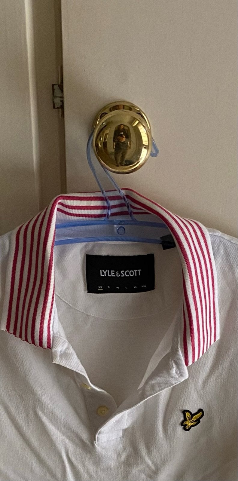 Lyle & Scott polo shirt wit met gestreepte kraag- XS, Verzenden