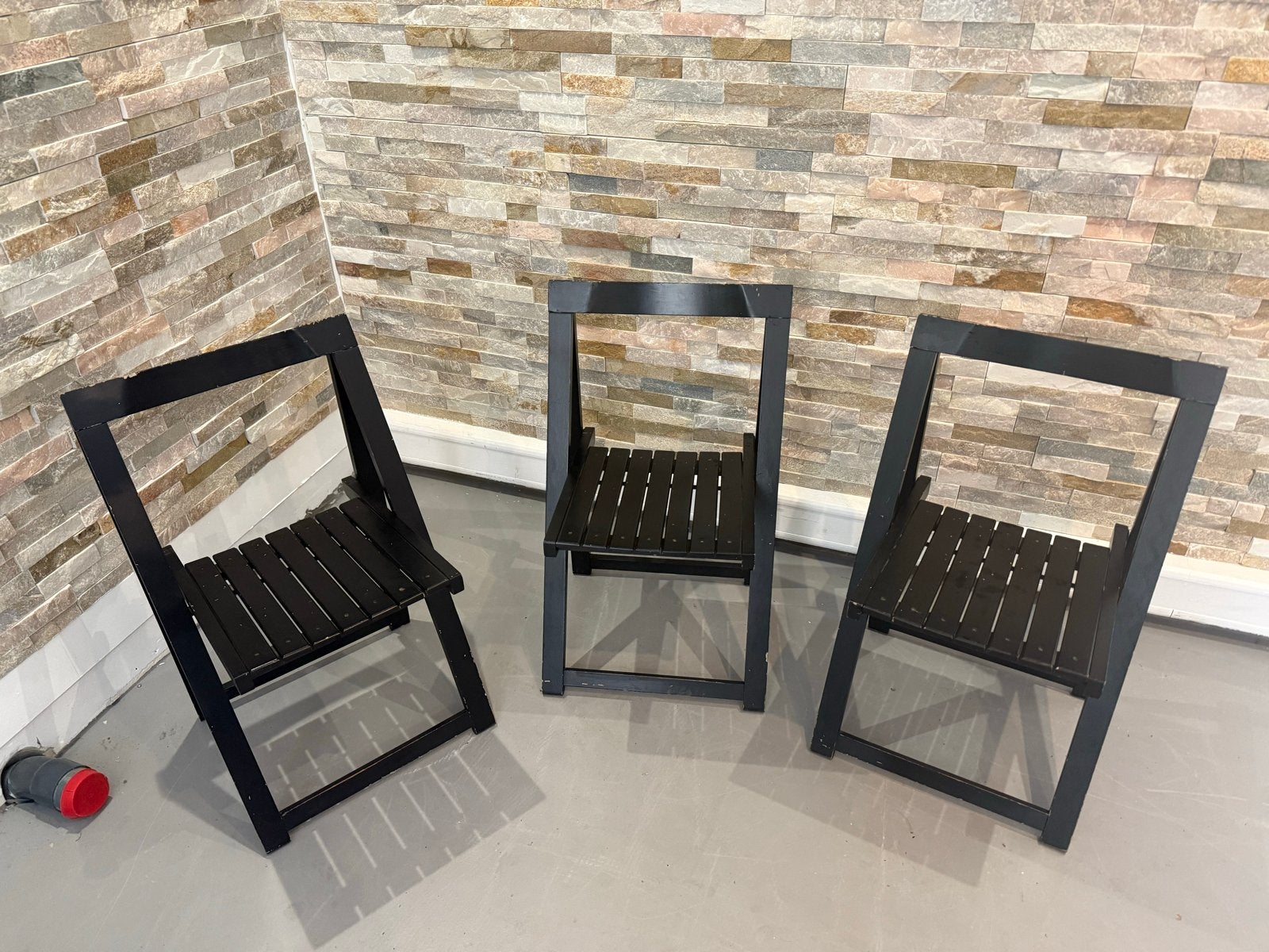 Set van 3 zwarte opvouwbare stoelen, Ophalen, Gebruikt, Drie, .