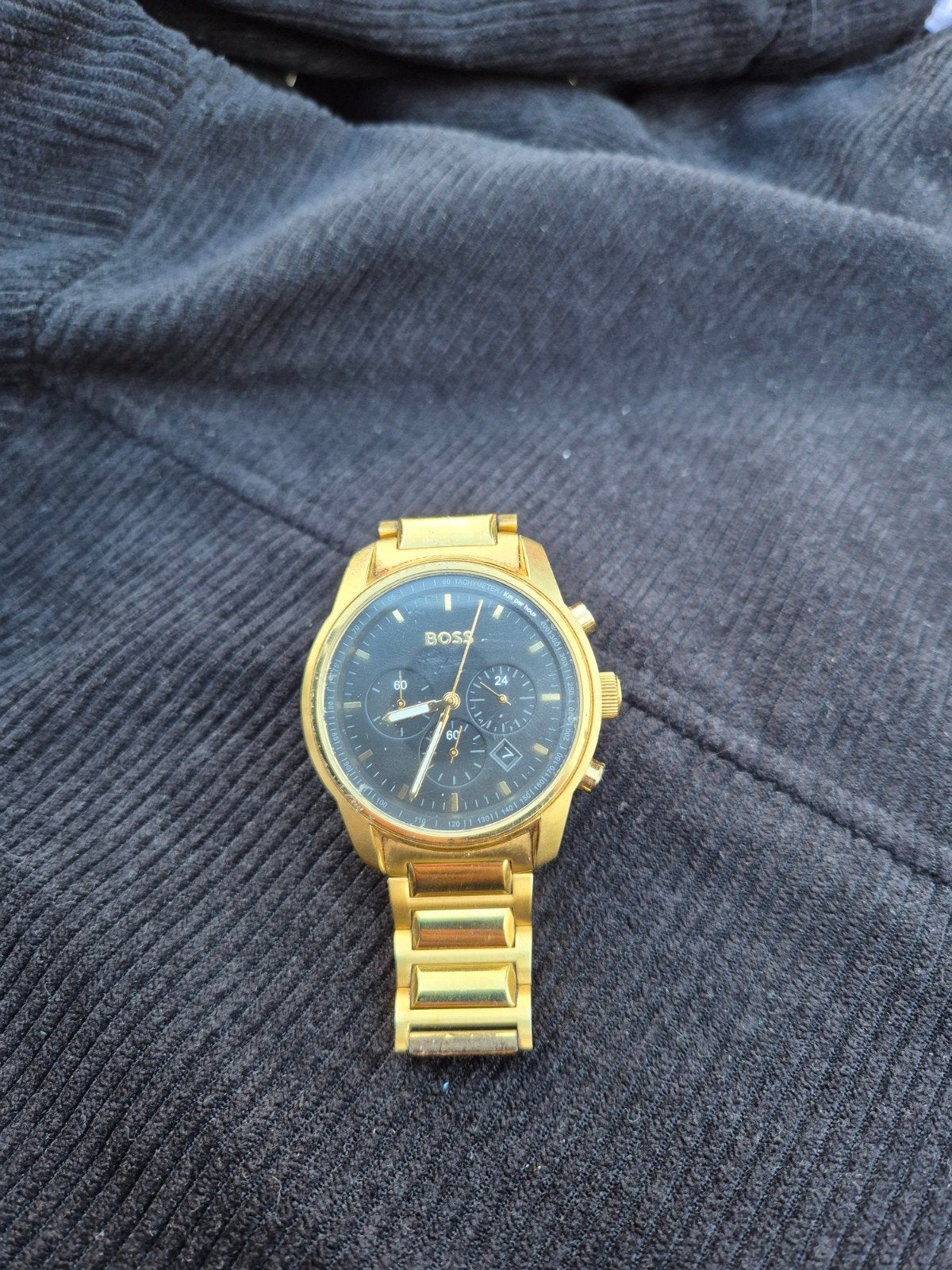 Mooi goudkleurig Boss horloge, Ophalen of Verzenden, Gebruikt, Staal, Overige merken