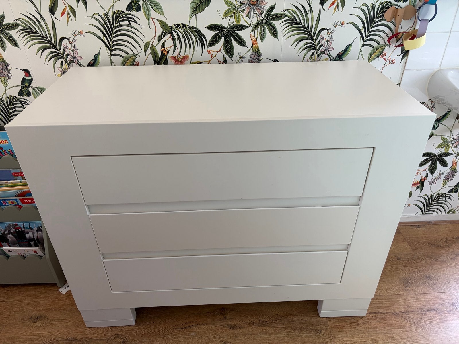Witte commode met 3 lades - 120x55x94 cm, Ophalen, Gebruikt, 50 tot 70 cm, 100 cm of meer