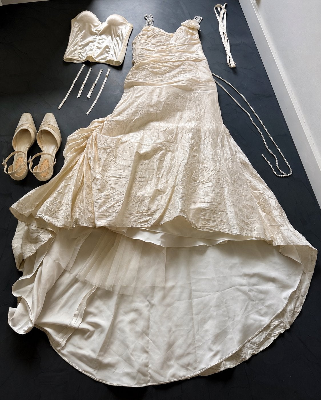 Bruidsjurk Rembo Styling-comlete set met corset en schoenen!, Ophalen, Zo goed als nieuw, Wit, Trouwjurk