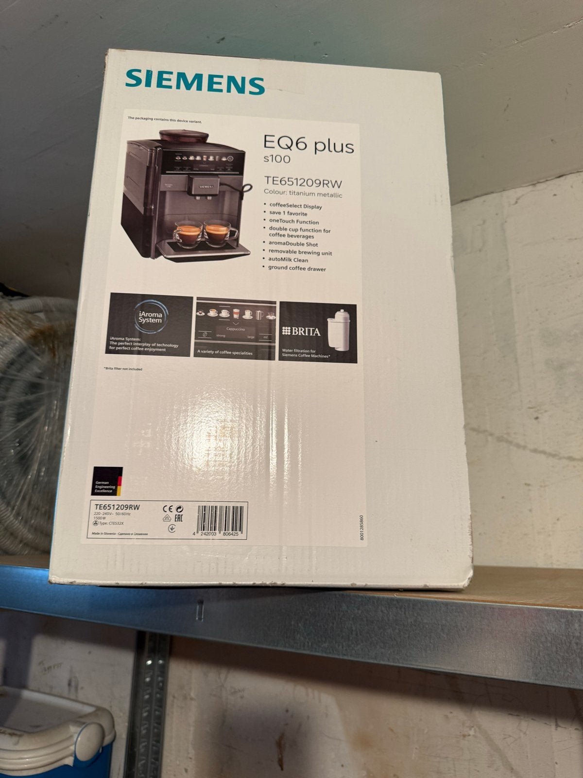 Siemens EQ.6 plus s100 volautomatische espressomachine, Ophalen, Afneembaar waterreservoir, Espresso apparaat, 10 kopjes of meer