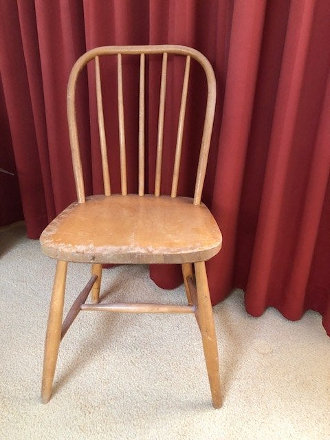Vintage spijlenstoel, Huis en Inrichting, Ophalen, Gebruikt, Bruin, Vintage