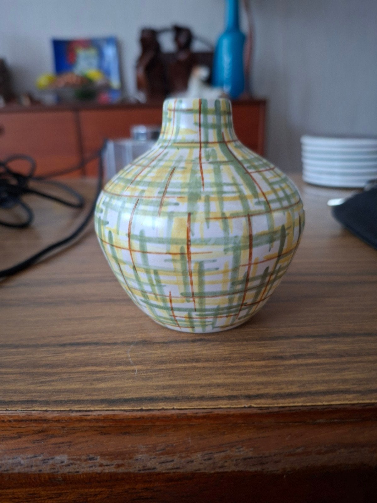 Vintage Polka Zenith vaasje, handgeschilderd, Ophalen of Verzenden