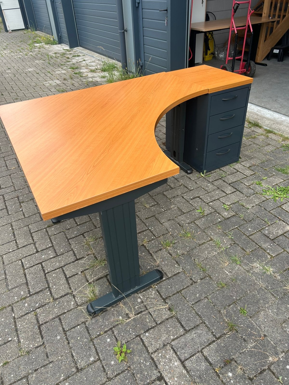 Hoekbureau +ladeblok 140x140cm + 43cm ladeblok, Ophalen, Gebruikt