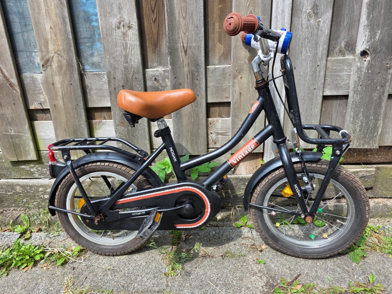 Nogan Vintage kinderfiets 14 inch met voordrager, Ophalen, Gebruikt, 16 tot 20 inch