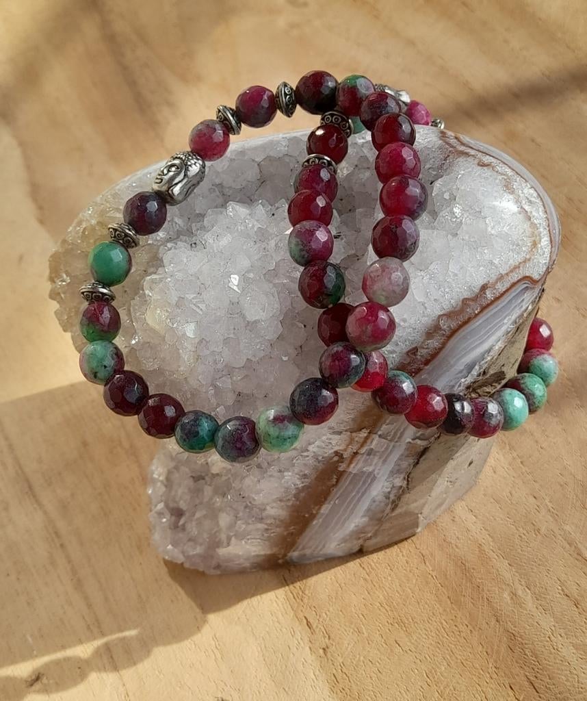 Setje Robijn in Zoisiet Buddha Armbanden., Ophalen of Verzenden, Nieuw