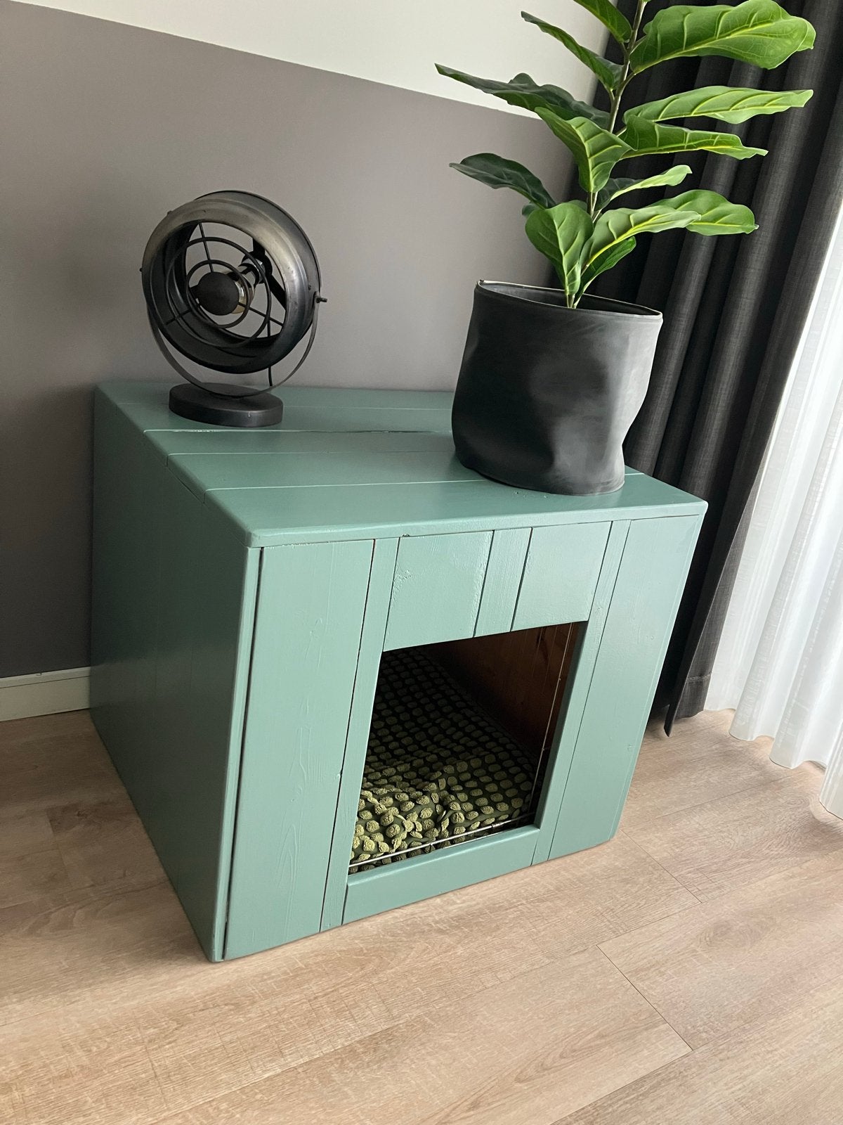 Hondenbench met houten ombouw, Dieren en Toebehoren, Ophalen, Gebruikt, Minder dan 65 cm, Hondenhok