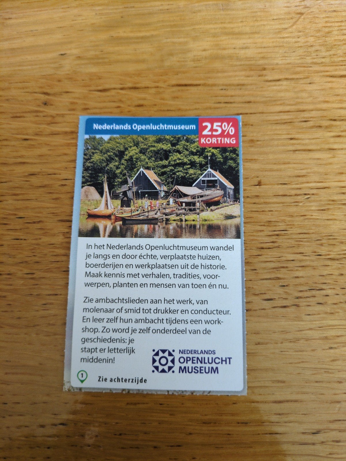 Kortingsbon voor Openluchtmuseum, 25 % korting, Eén persoon, Kortingsbon, Overige typen
