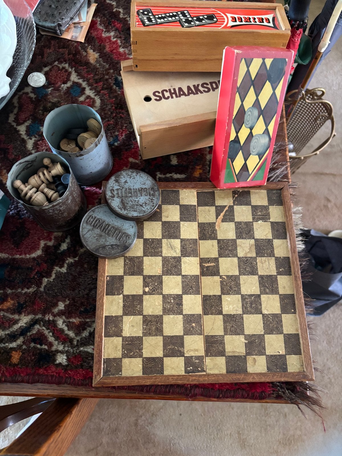 Vintage Schaak- en Damspel Collectie, Een of twee spelers, Ophalen, Gebruikt