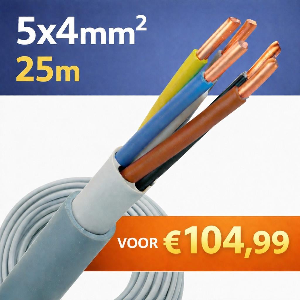 YMvK 5x4mm²  per rol van 25 meter