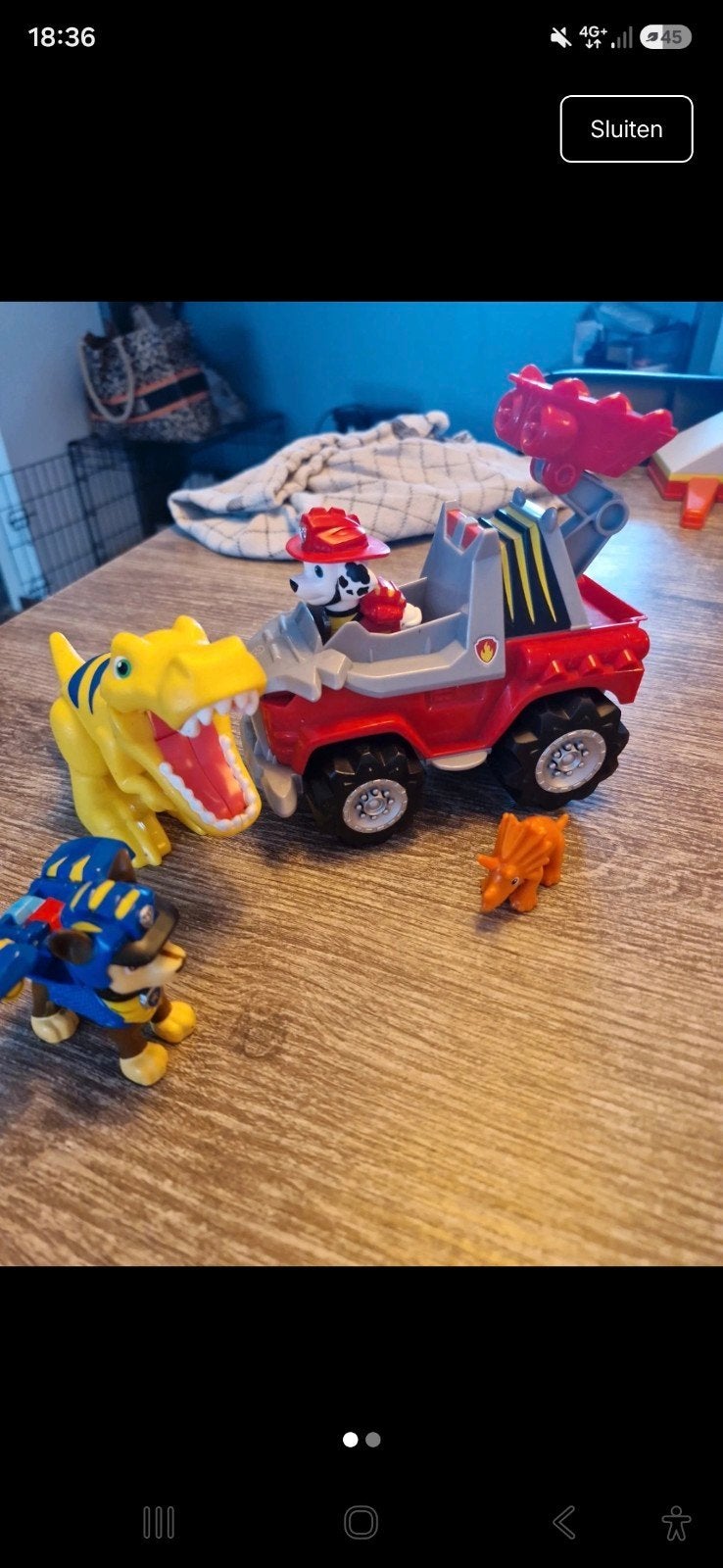 Paw Patrol Dino Rescue set met Marshall en Rubble, Kinderen en Baby's, Speelgoed | Actiefiguren, Gebruikt, Ophalen of Verzenden