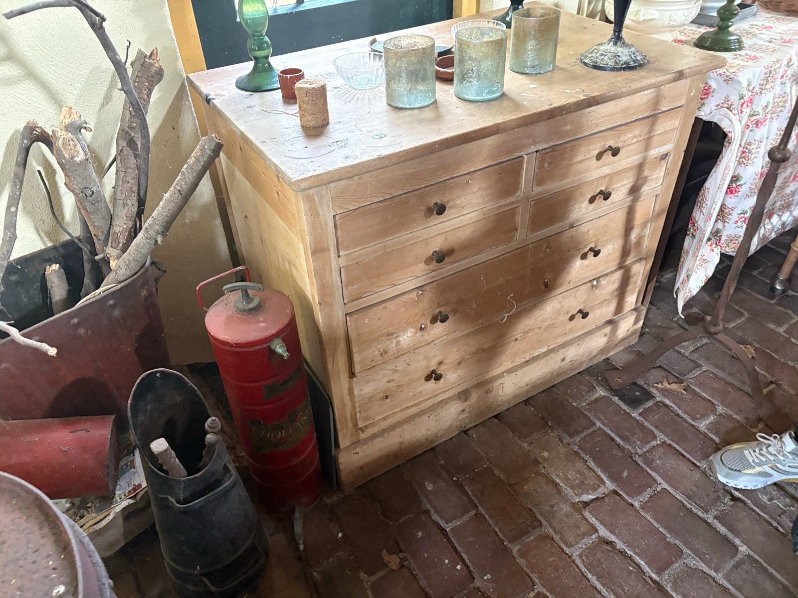 Vintage houten ladekast met 8 laden, Ophalen of Verzenden