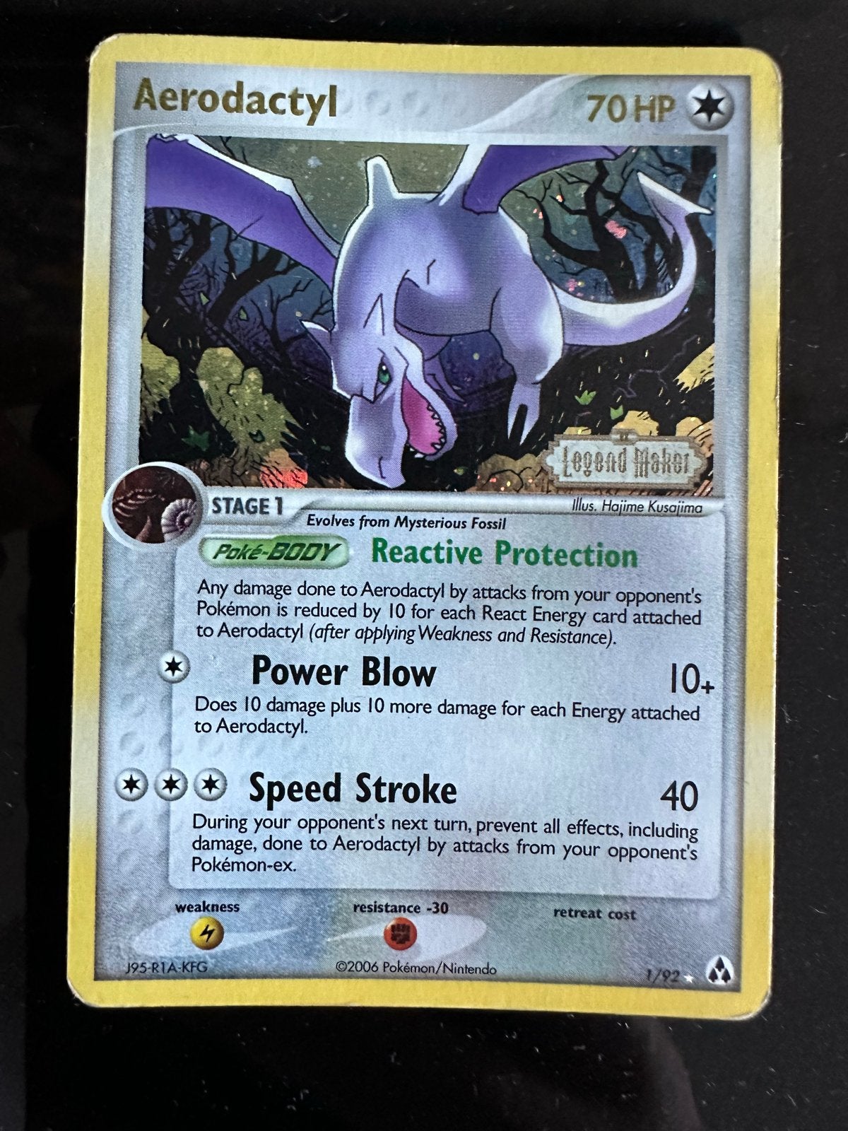 Aerodactyl Legend Maker Holo Pokémon Kaart, Ophalen of Verzenden, Gebruikt, Losse kaart, Foil
