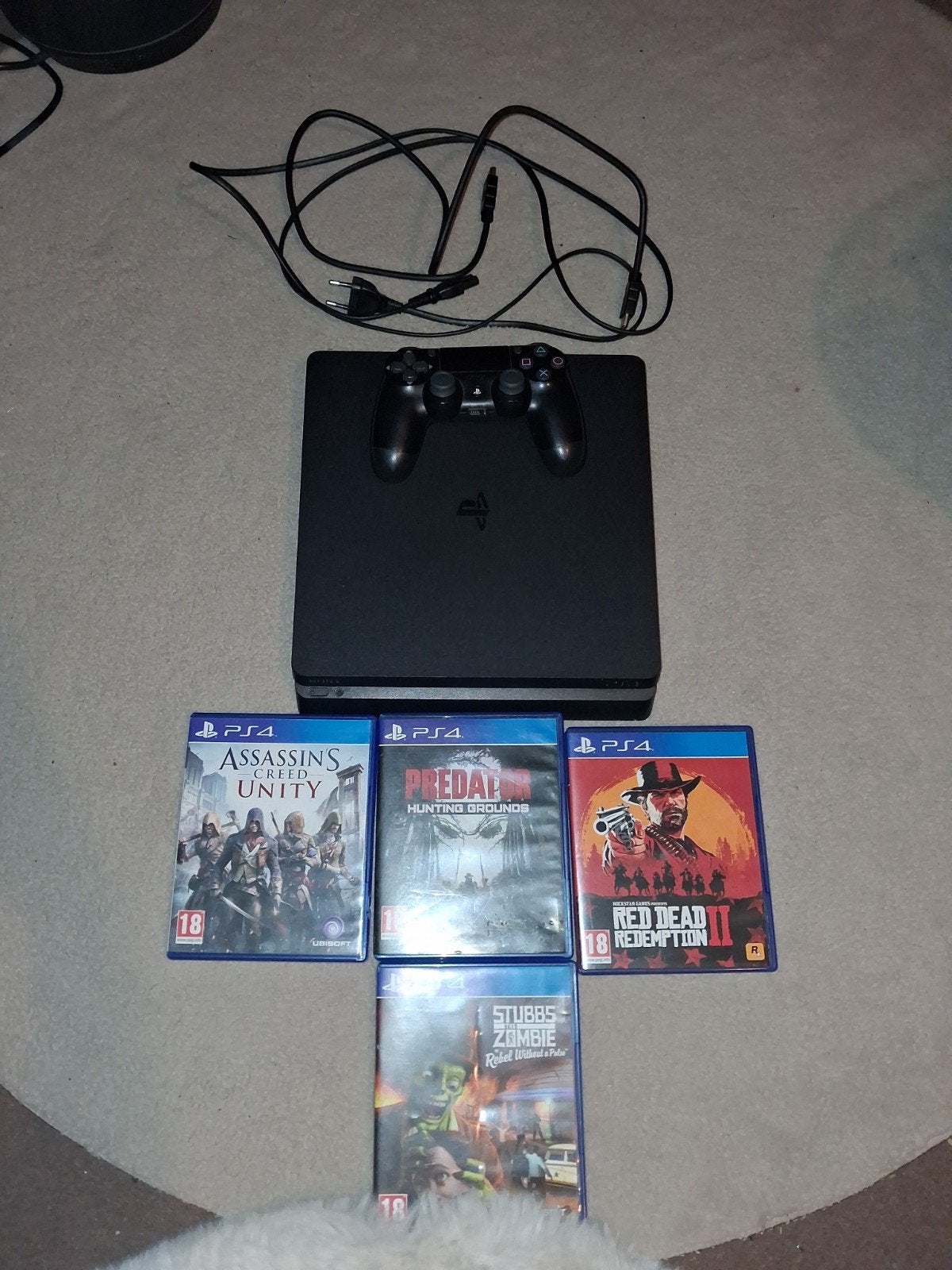 PlayStation 4 Slim met controller en 4 games, Ophalen, Met 1 controller, Slim, 500 GB