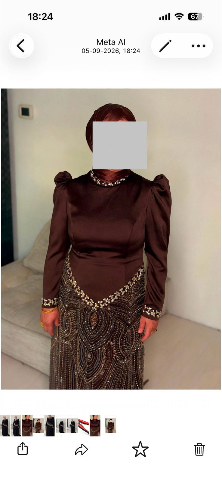 Prachtige bruiloft / henna gala jurk.Maat46, Ophalen of Verzenden, Zo goed als nieuw, Bruin, Onder de knie