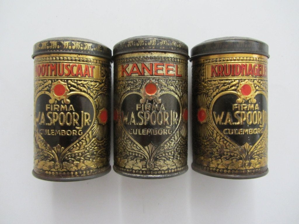 Antieke specerijbusjes - 3 x, Verzamelen, Ophalen of Verzenden, Gebruikt, Koek(jes)