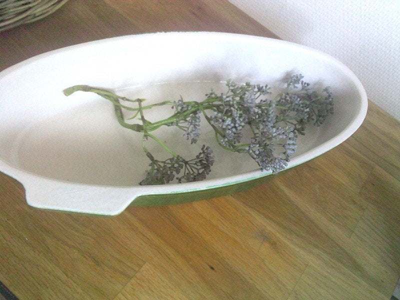 Vintage groene ovenschaal Franse maker PN France, Ophalen of Verzenden