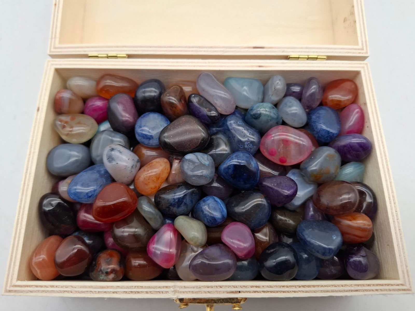 Schatkist met 1kg agaat trommelstenen € 17,50, ., Nieuw, Ophalen of Verzenden, .