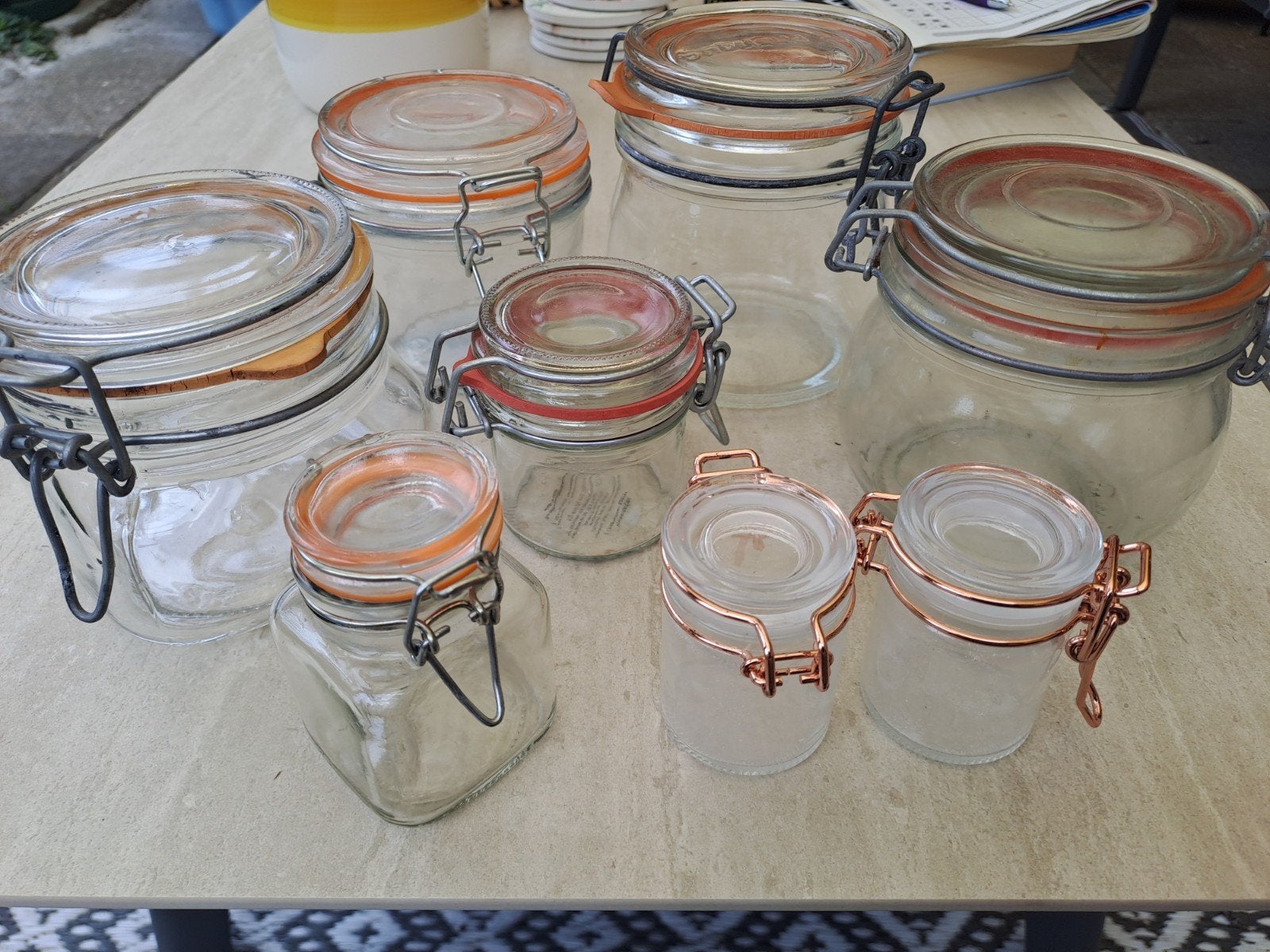 Set van diverse glazen weckpotten met beugelsluiting, Huis en Inrichting, Keuken | Keukenbenodigdheden, Ophalen of Verzenden, Voorraadpot