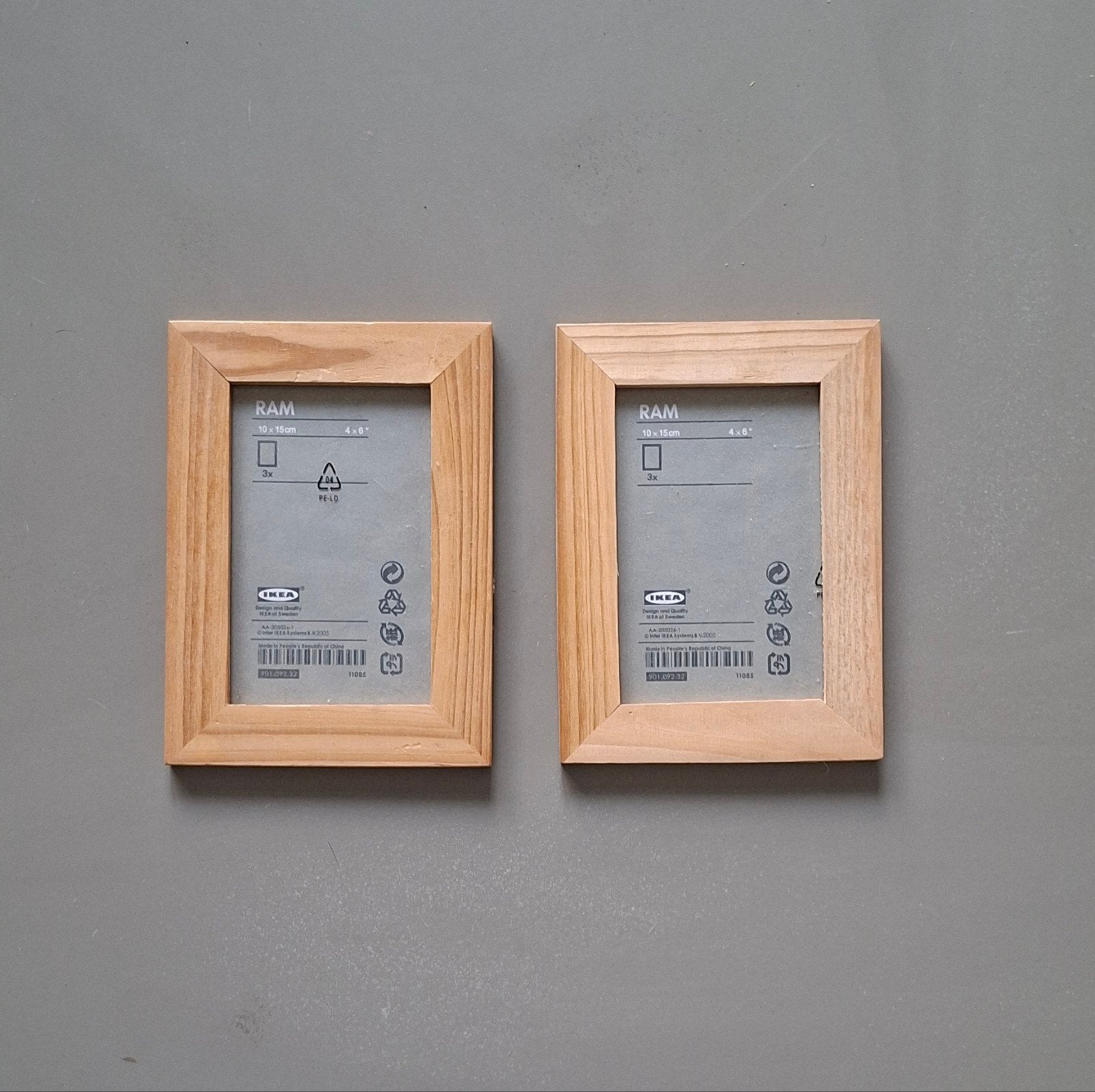 Set van 2 IKEA RAM fotolijsten, hout, 10x15 cm, Bruin, Hangend, Nieuw, Ophalen of Verzenden