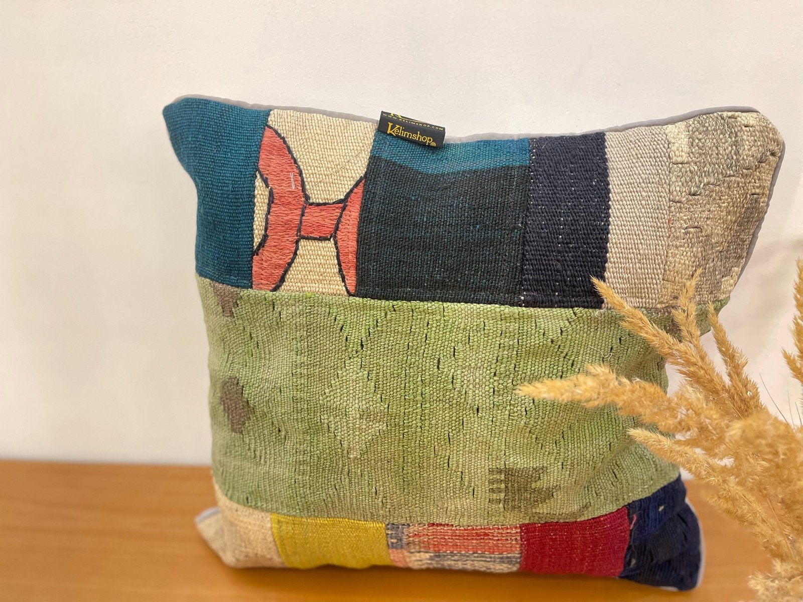 Uniek Vintage Kelim Kussen - Wol - ca. 45x45 cm met vulling, Overige merken, Meerkleurig, Vierkant, Nieuw