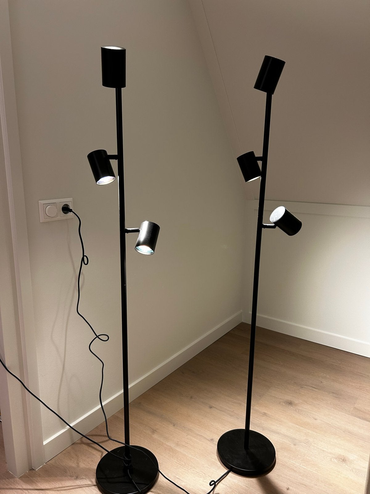 Vloerlampen - Set van 2, Zwart, Ophalen, 200 cm of meer, Overige fittingen, Zo goed als nieuw