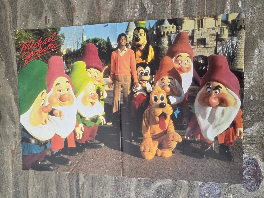 80s Poster van Michael Jackson met Disney, Ophalen of Verzenden