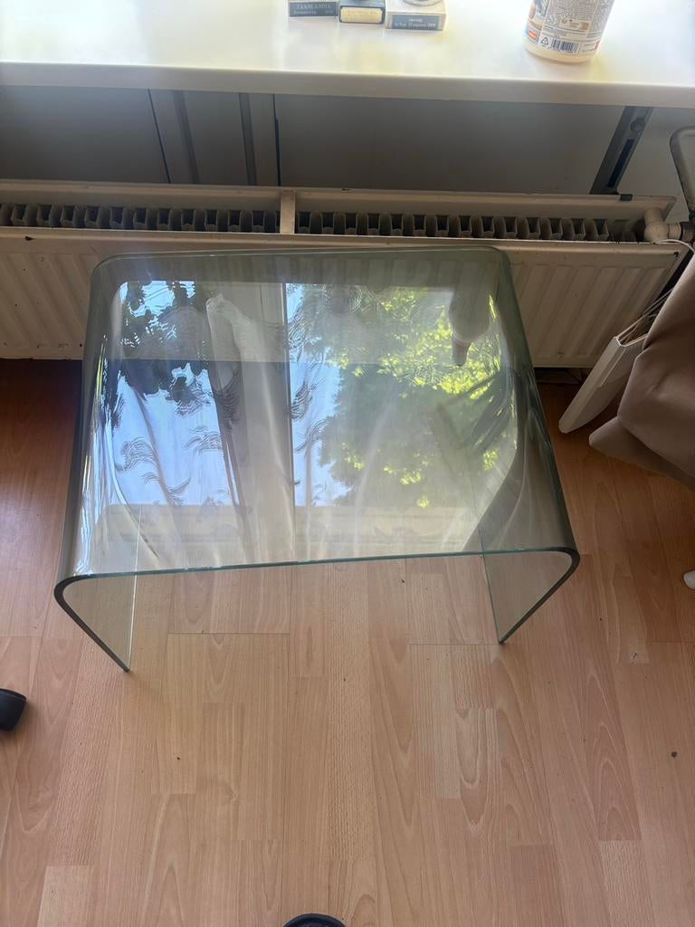 Glazen salontafel met extra plank - Modern design, Gebruikt, 50 tot 75 cm, Glas, Rechthoekig