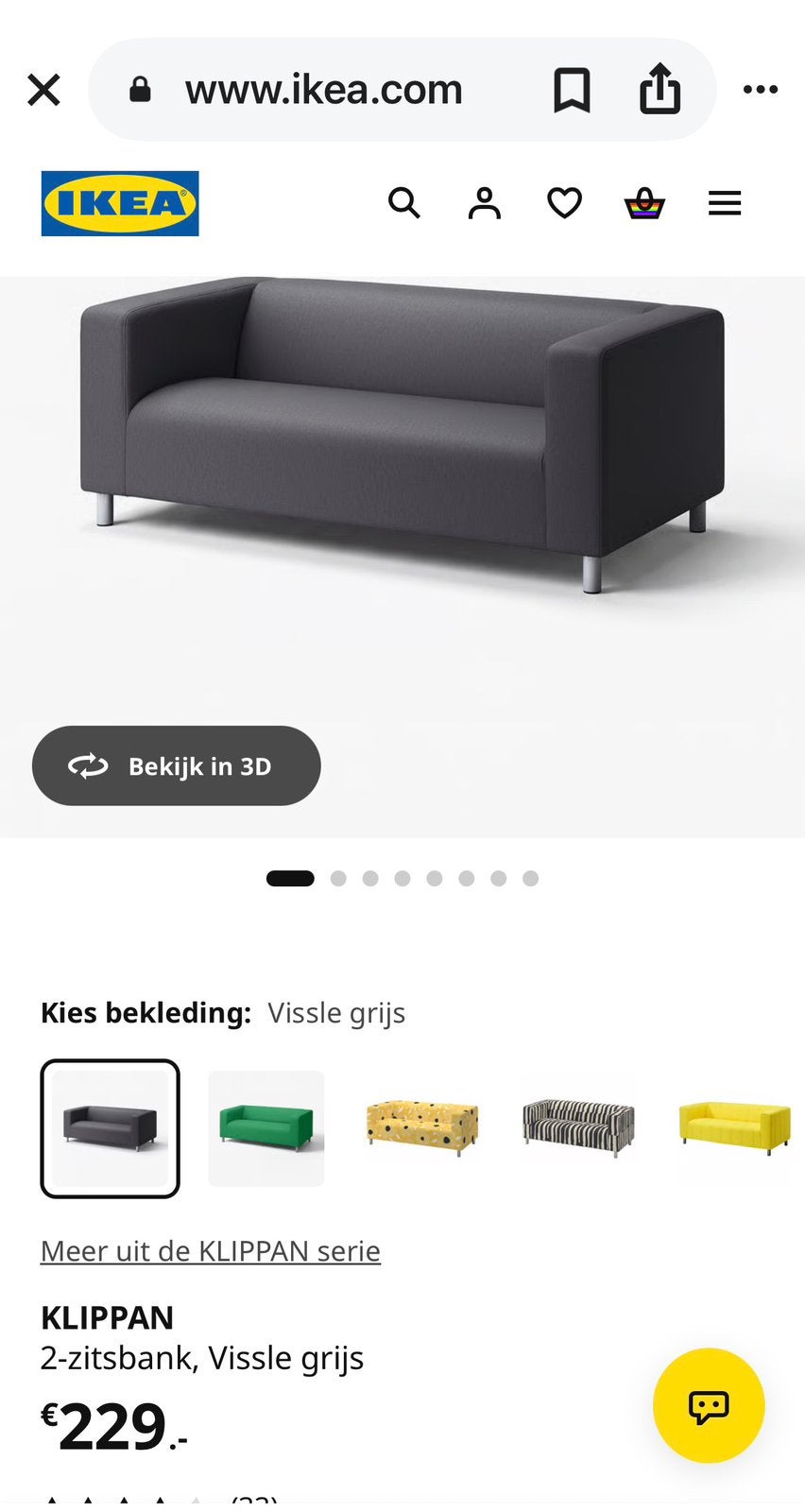 Ikea 2 zits Klippan bank, bed 140x200 cm bureau, Ophalen, 150 tot 200 cm, Tweepersoons, 75 tot 100 cm