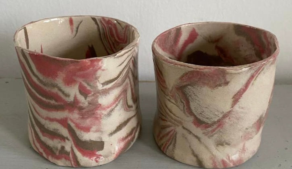 2 handmade potjes, Kunststof, Rond, Ophalen of Verzenden, Zo goed als nieuw