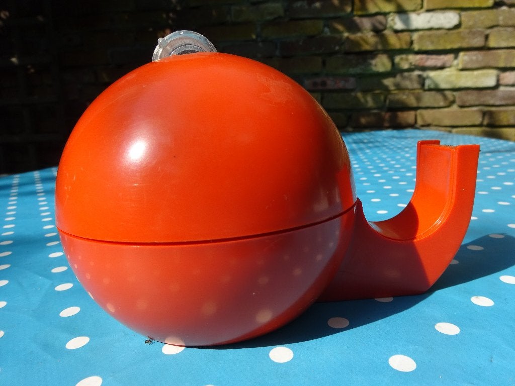 Retro vintage plakbandrolhouder- oranje, Verzamelen, Retro, Ophalen of Verzenden, Huis en Inrichting