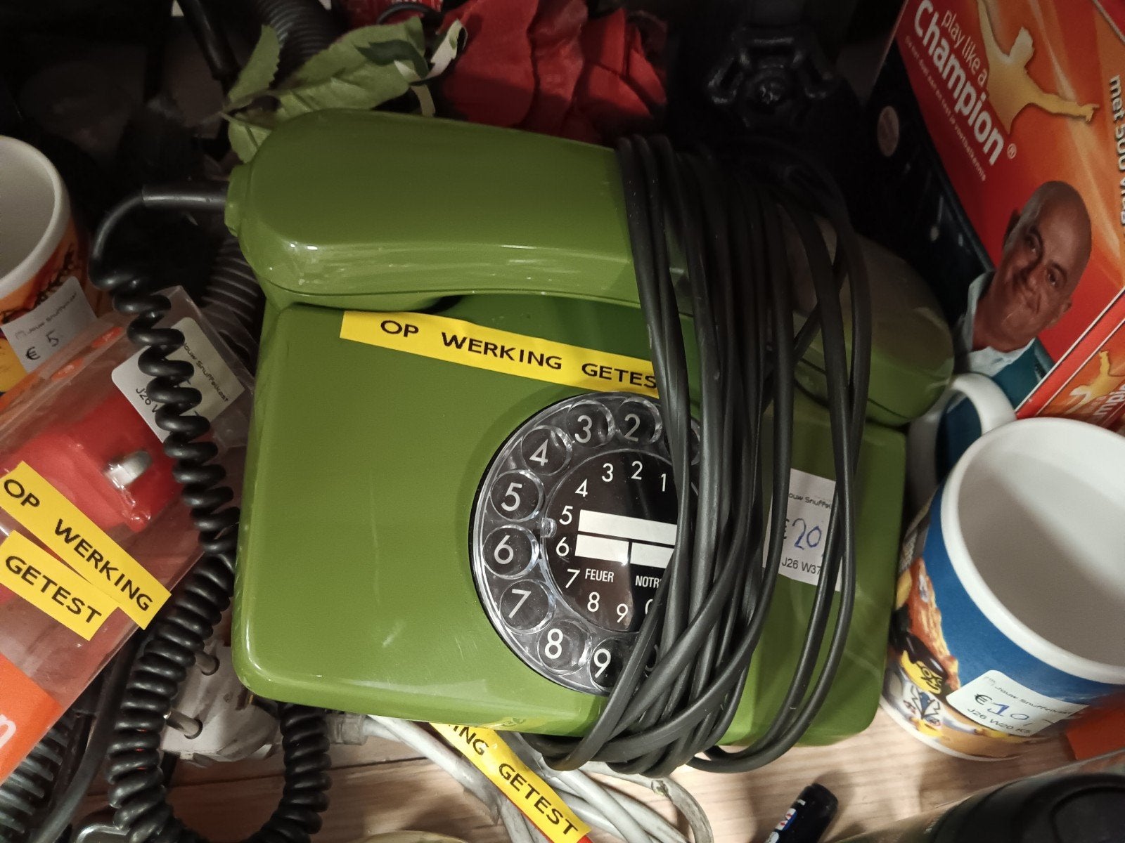 Vintage Groene Telefoon met Draaischijf - Getest, Gebruikt, Onbekend, Met draaischijf, Ophalen of Verzenden