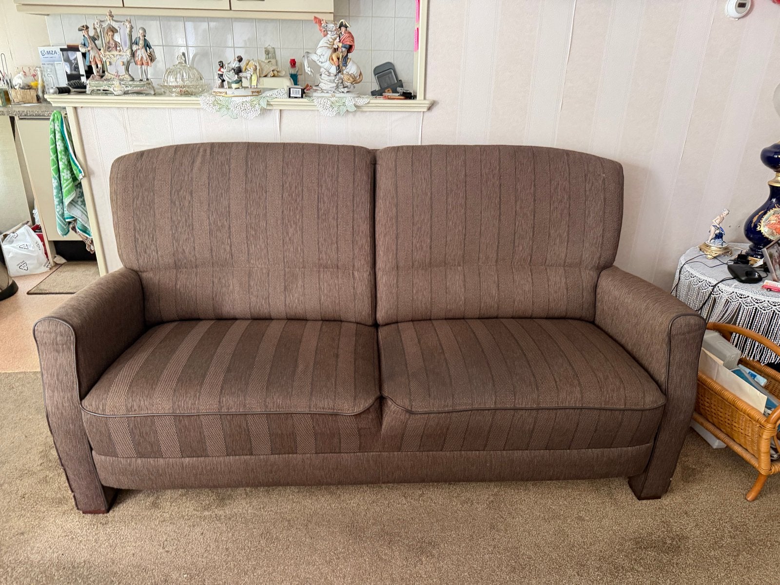 Bank met 2 fauteuils, Huis en Inrichting, Ophalen, Gebruikt, Stof