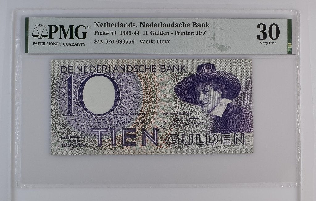 10 gulden 1943 Staalmeester PMG 30, Verzenden, 10 gulden