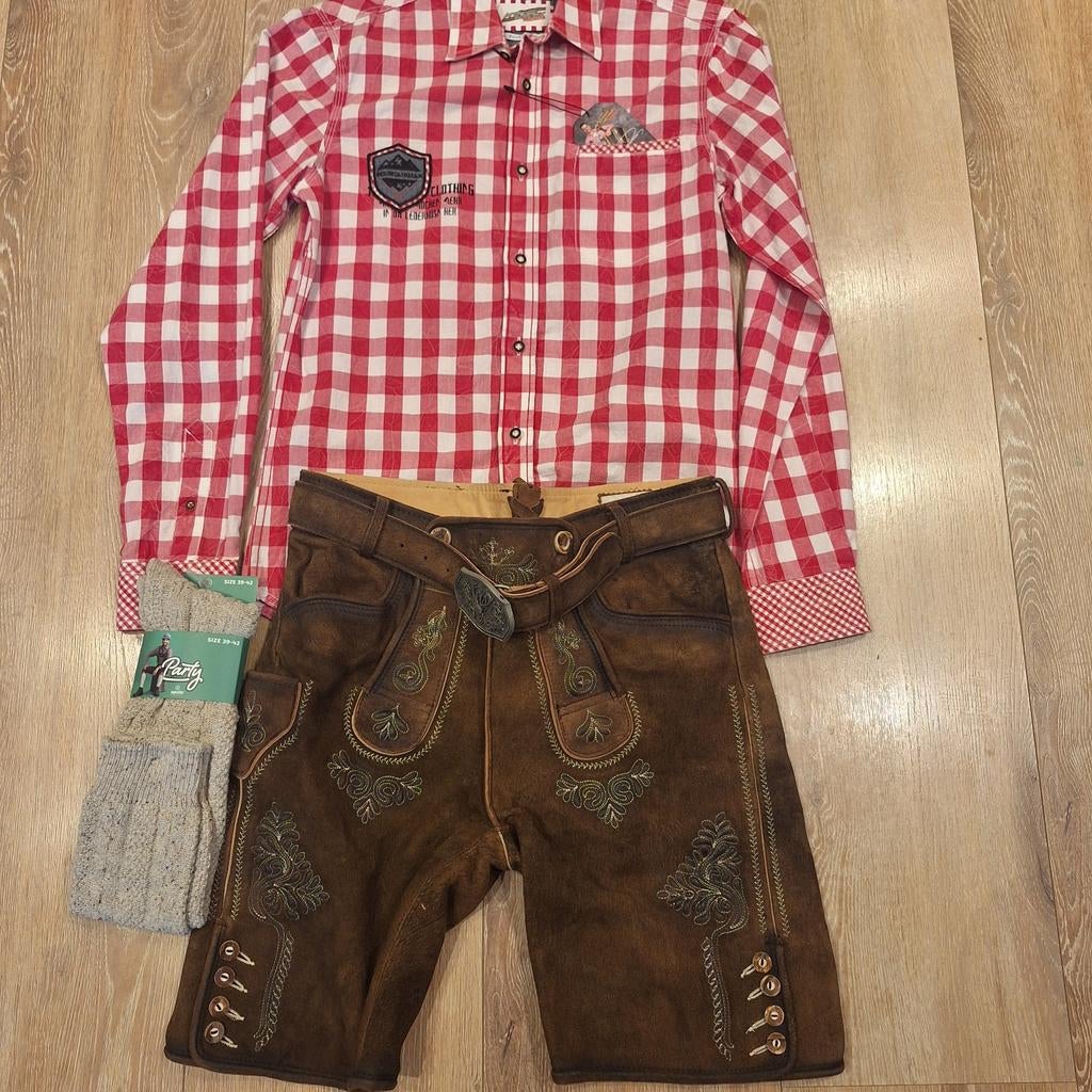 Lederhose 46 overhemd kousen oktoberfeest, Ophalen, Stockerpoint, Maat 46 (S) of kleiner, Overige thema's