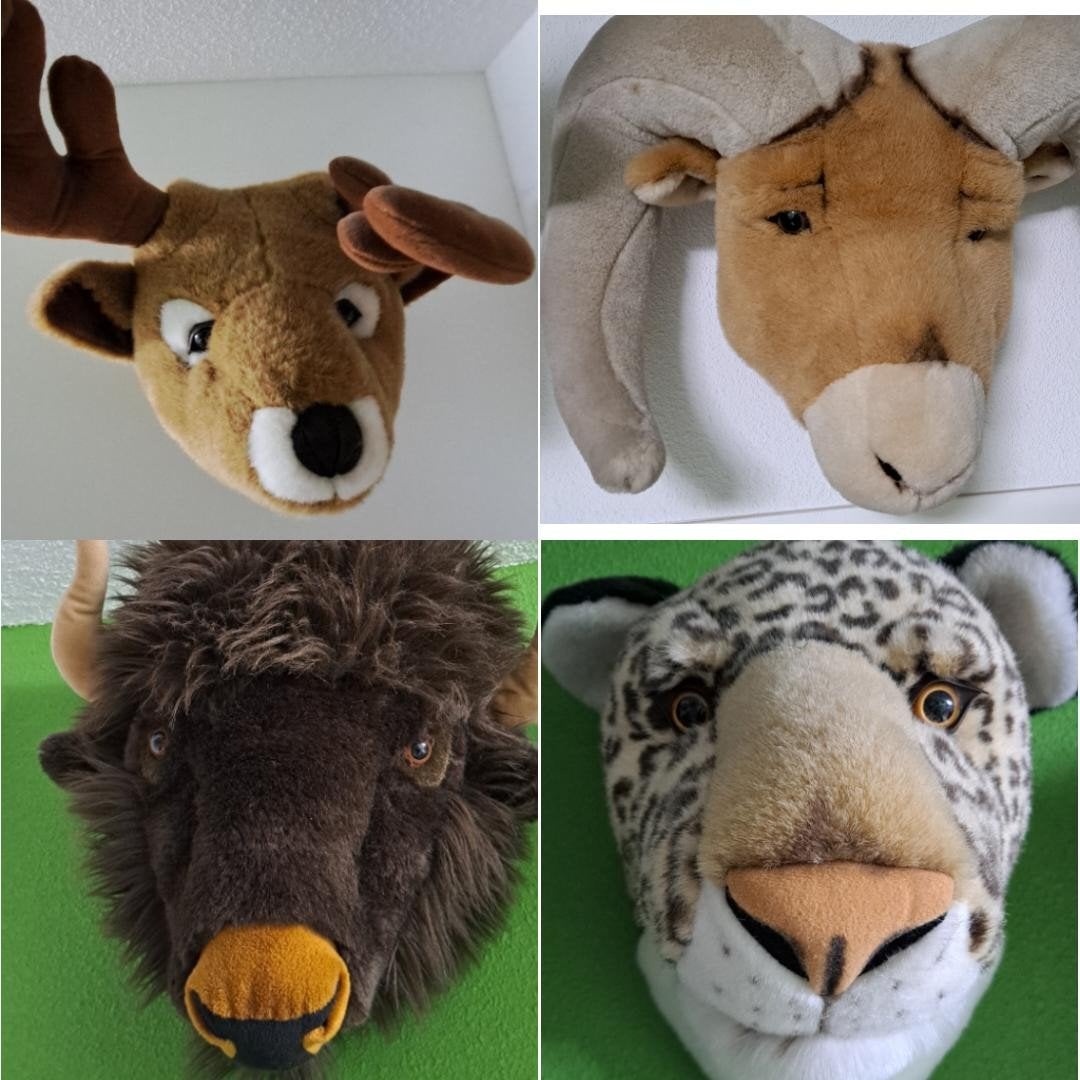 12x BIBIB pluche dierenkop voor aan de muur, Ophalen, Giraf, Zo goed als nieuw, Middelgroot (20 tot 80 cm)