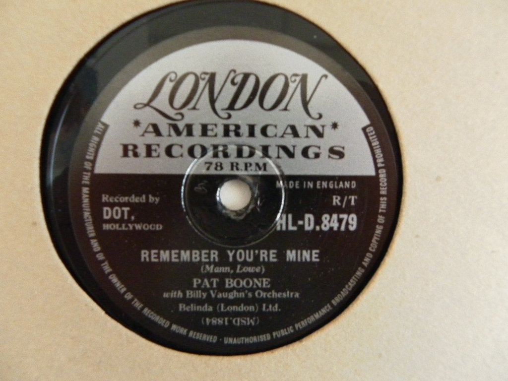 78 Toerenplaat Pat Boone - Remember You're Mine, Gebruikt, 10 inch, Pop, Ophalen of Verzenden