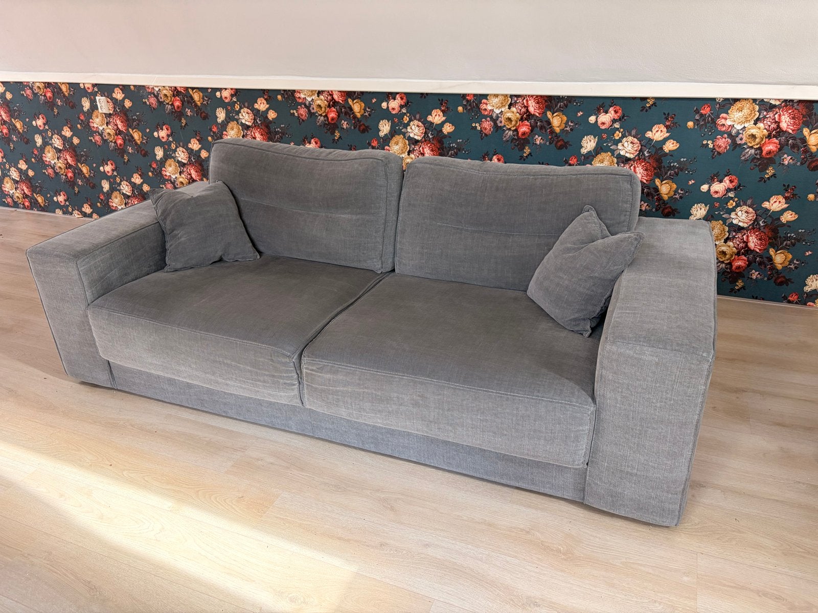 Basiclabel bankstel Ruga grijs met kussens, Huis en Inrichting, Ophalen, Gebruikt, 75 tot 100 cm, Rechte bank