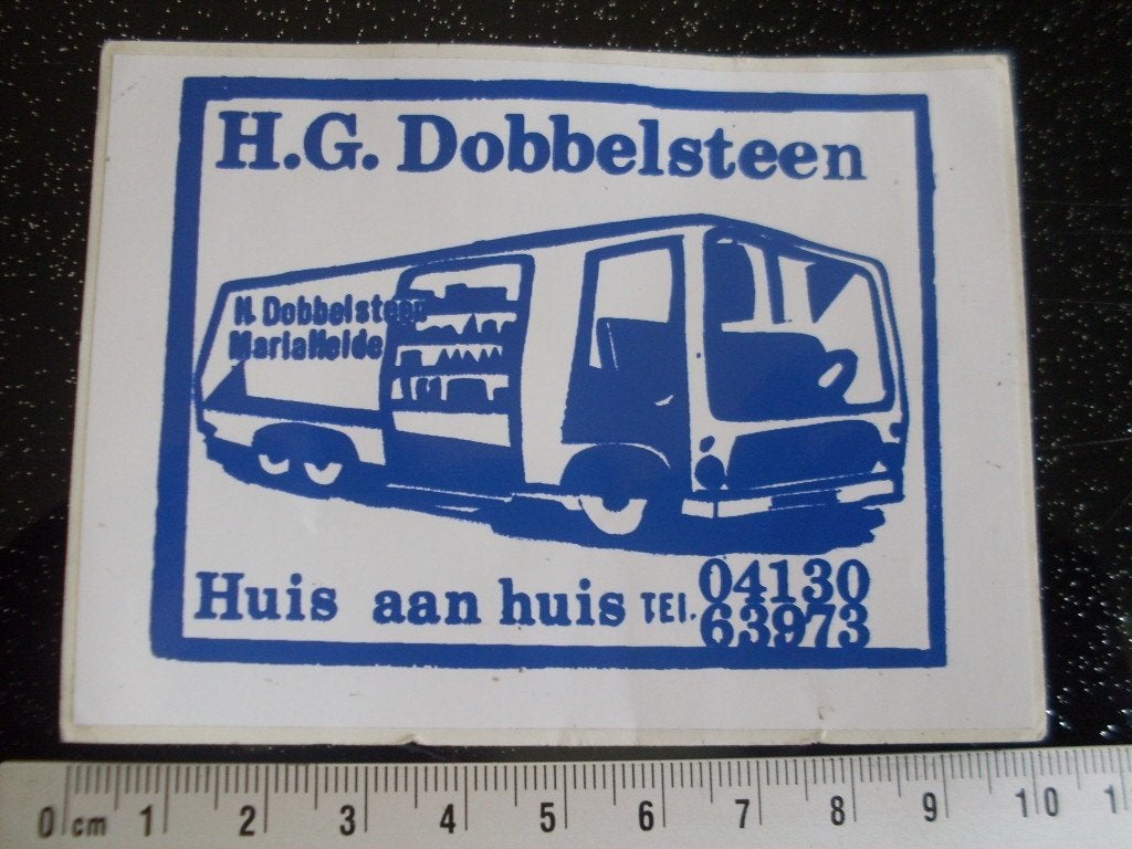 sticker H. G. Dobbelsteen mariaheide srv achtig huis aan, Verzamelen, Verzenden, Zo goed als nieuw, Winkel of Supermarkt