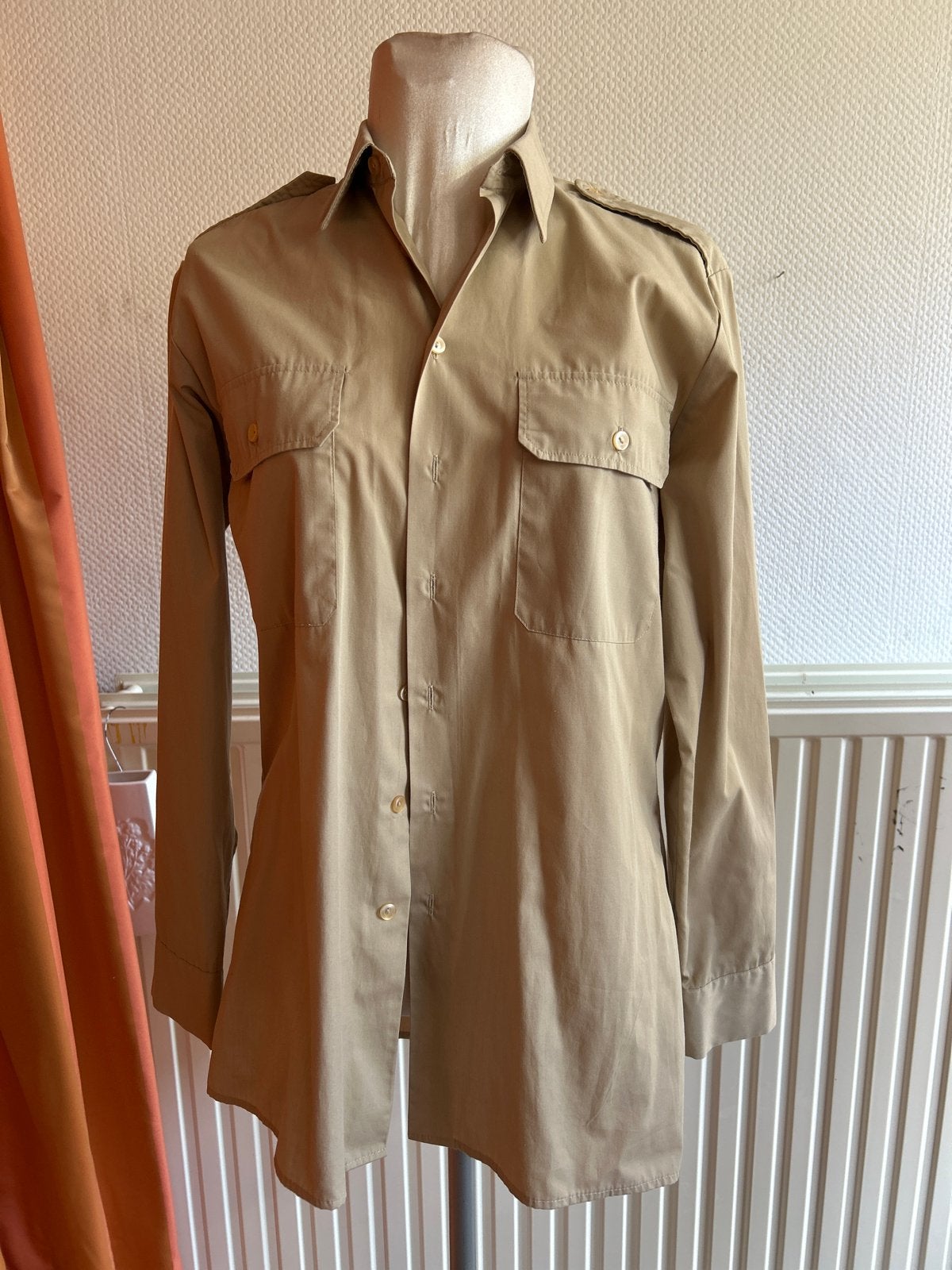 Vintage Leger Overhemd - KL 1977 Polyester Katoen, Ophalen of Verzenden, Landmacht, Nederland, Kleding of Schoenen