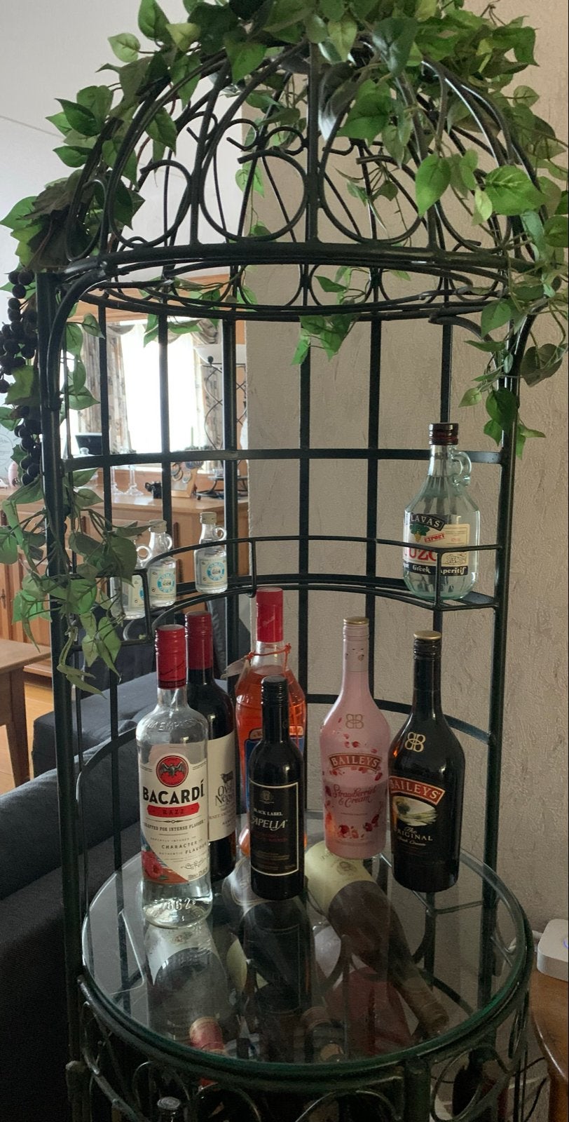 Decoratieve Wijnrek / Drankrek met Glazen Planken, Huis en Inrichting, Woonaccessoires | Wijnrekken, Ophalen, 15 tot 25 flessen