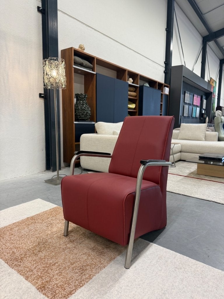 Nieuw Jess Design Bari Fauteuil Rood leer stoel, Nieuw, Ophalen of Verzenden, Jess, 50 tot 75 cm