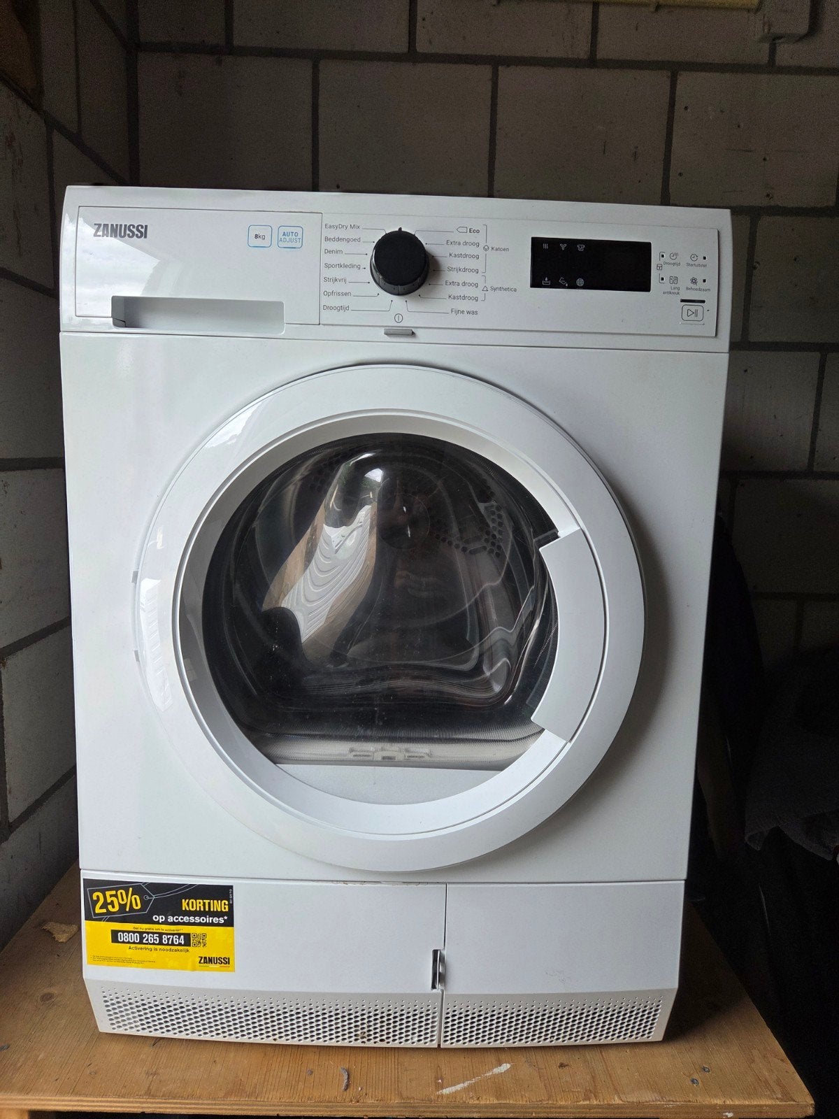 Condensdroger ZDCN823TW 8 kg - Energieklasse B, Ophalen, Wolprogramma, Gebruikt, 8 tot 10 kg