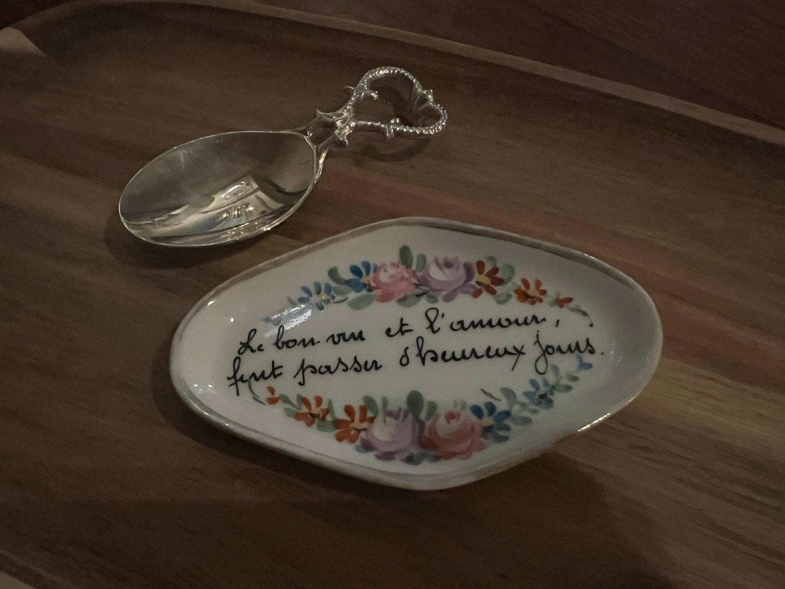 Vintage porseleinen schaaltje met lepel, Ophalen of Verzenden