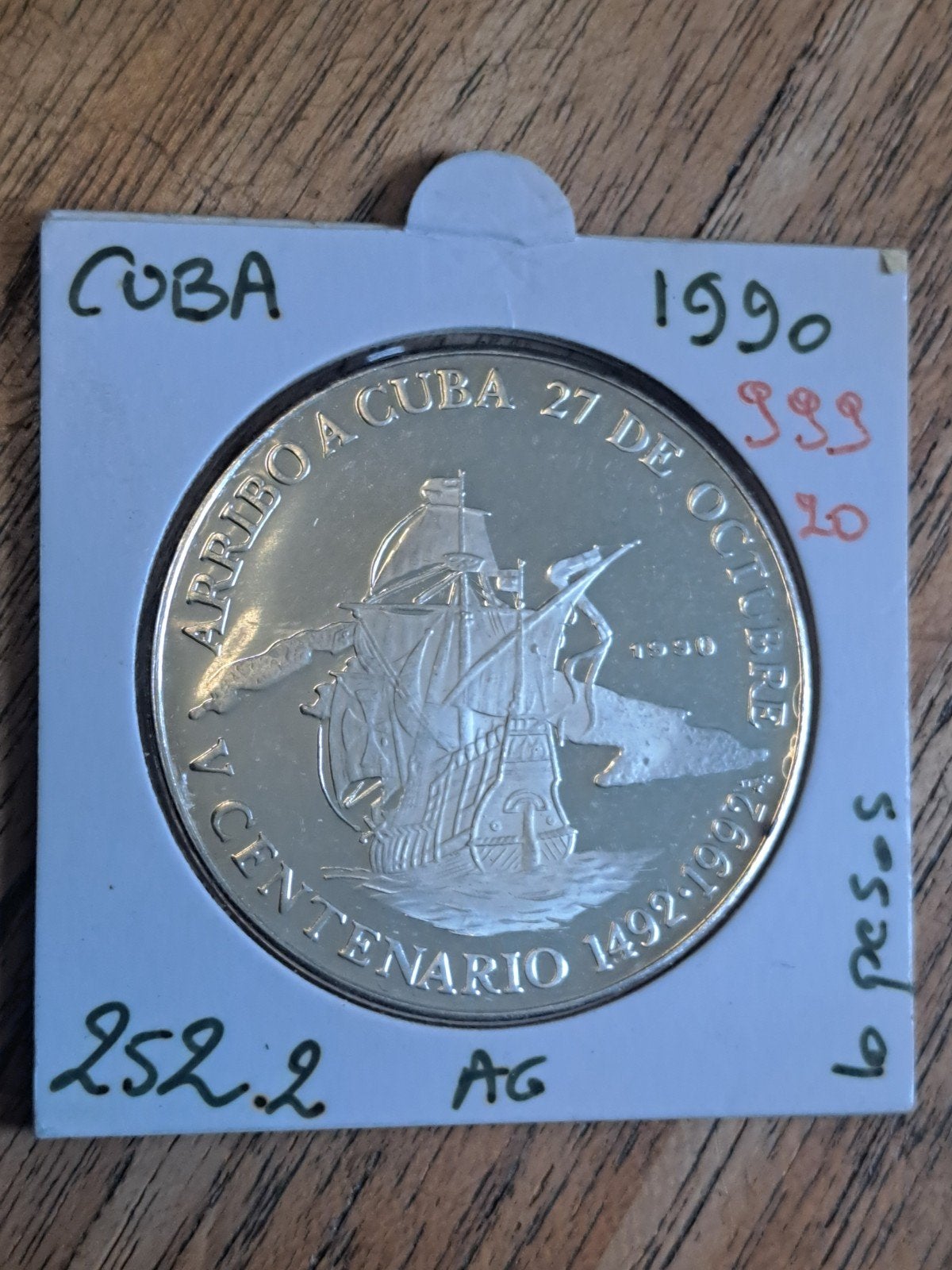 Cuba 10 pesos 1990 proof, Ophalen of Verzenden, Midden-Amerika, Losse munt, Zilver