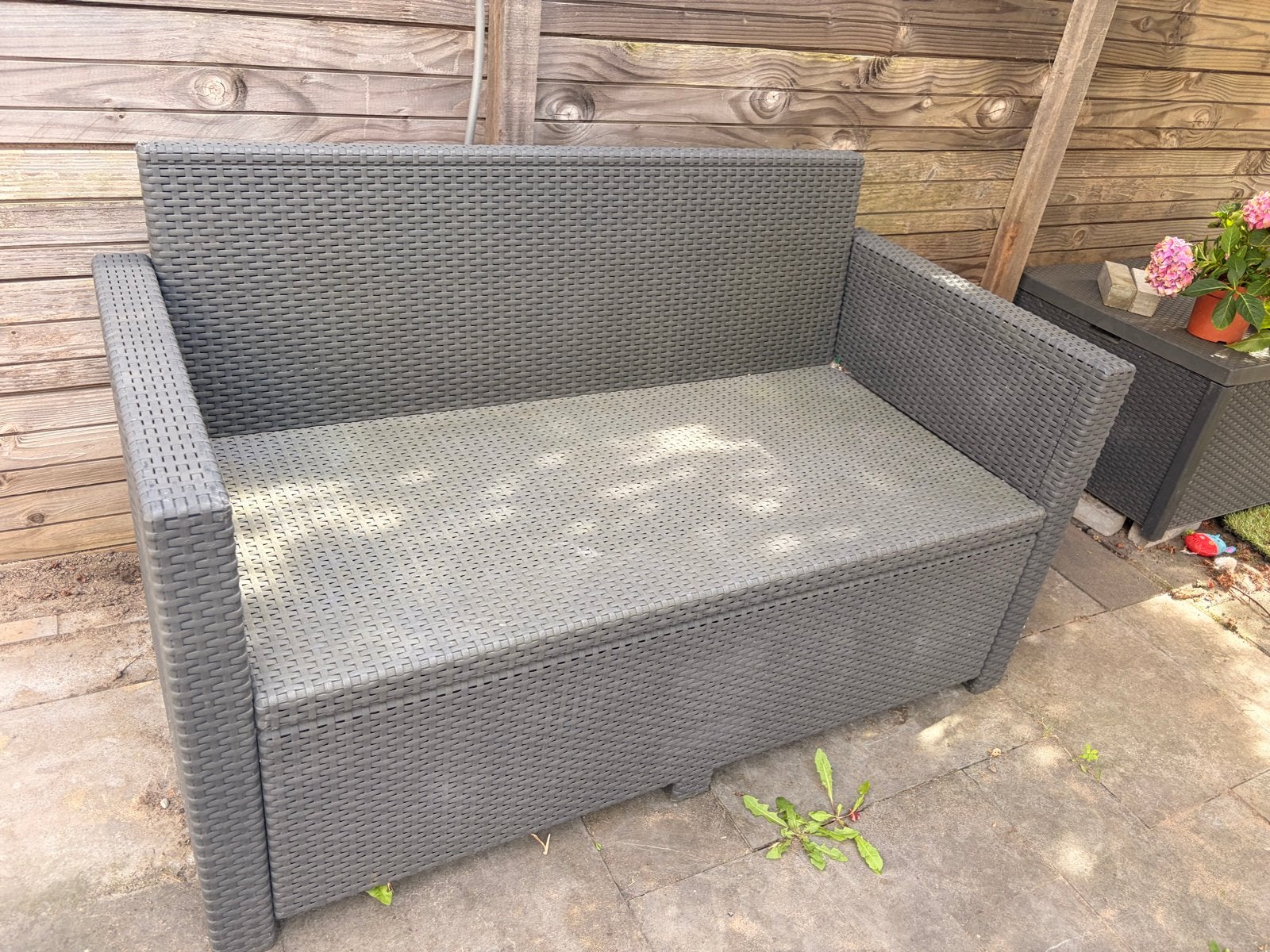 Tuinset: 2 stoelen en 1 bank, Ophalen, 4 zitplaatsen, Gebruikt, Wicker